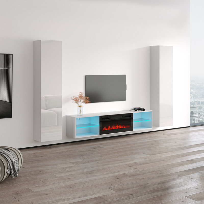 Meuble audio-vidéo blanc 103,5 po Lima, Blanc