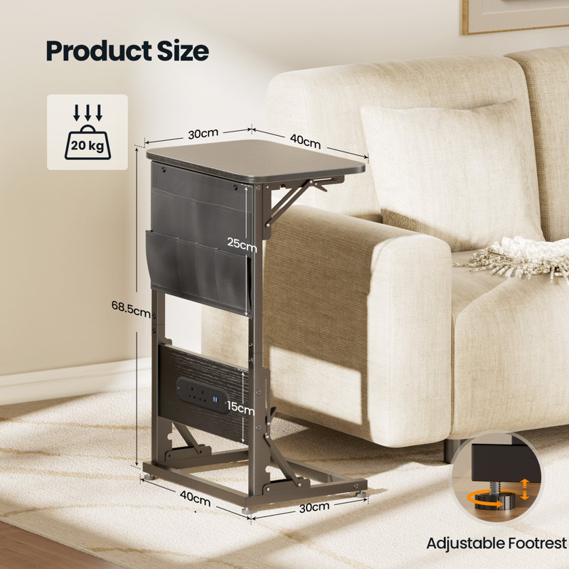 40cm W Steel Bedside Table, Black