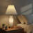 Two-Light 3D Printed Table Lamp with Illuminated Base & Fabric Shade, Dual Glow USB Rechargeable LED Night Lamp, Portable Cordless Bedside Lamp for Bedroom Decor