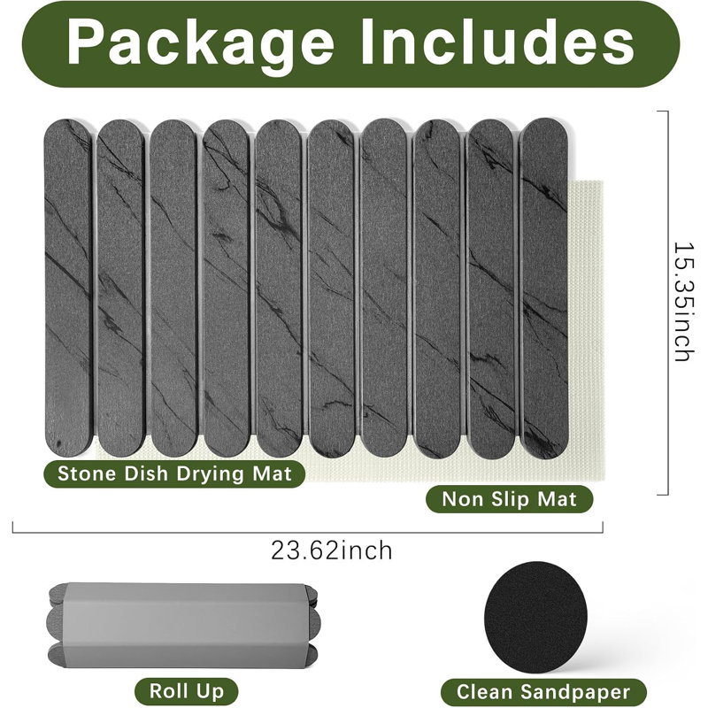 24 po x 16 po pliable tapis de séchage en marbre Diatomite motif de pierre absorbante pour comptoir de cuisine