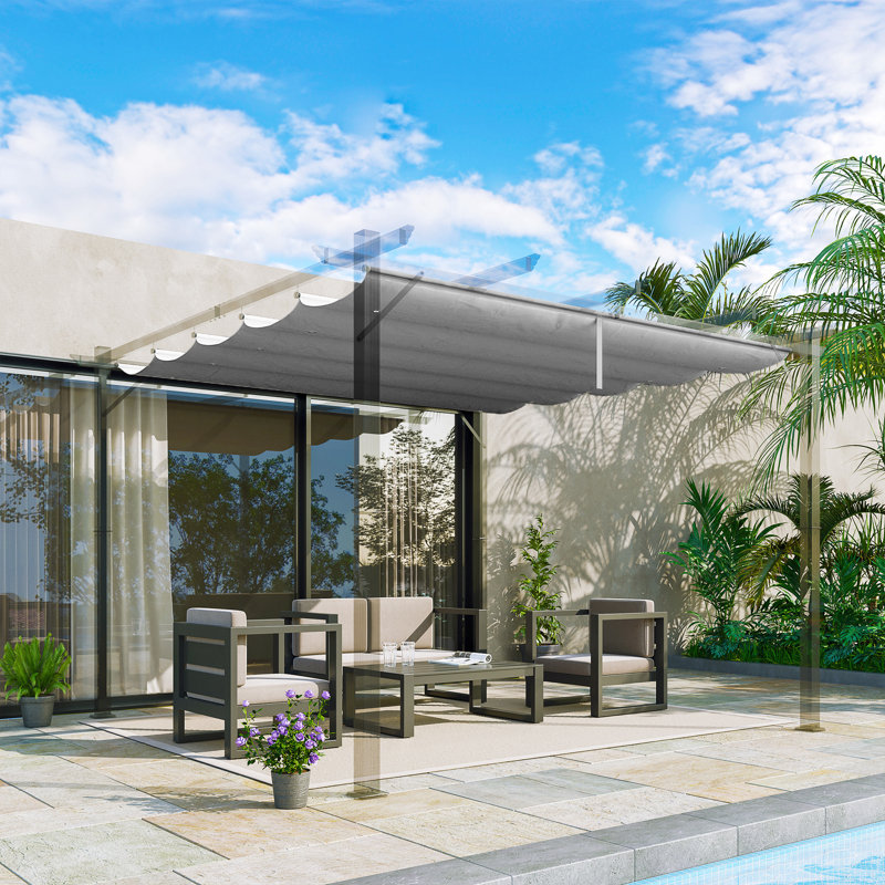 Toit de pergola 8,2 pi x 8,4 pi seulement, cadre 10 pi x 10 pi, gris clair, 2.4" H x 98.4" W x 100.4" D