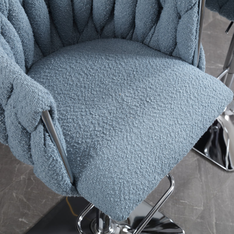 Dalicia Swivel Counter Stool with Metal Frame, Light Blue 