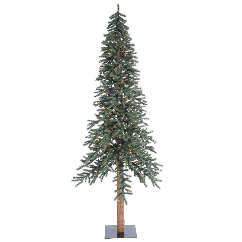 Alpine 9' Dark Green Pine Artificial Christmas Tree with 500 Clear/White Lights with Stand, 9'