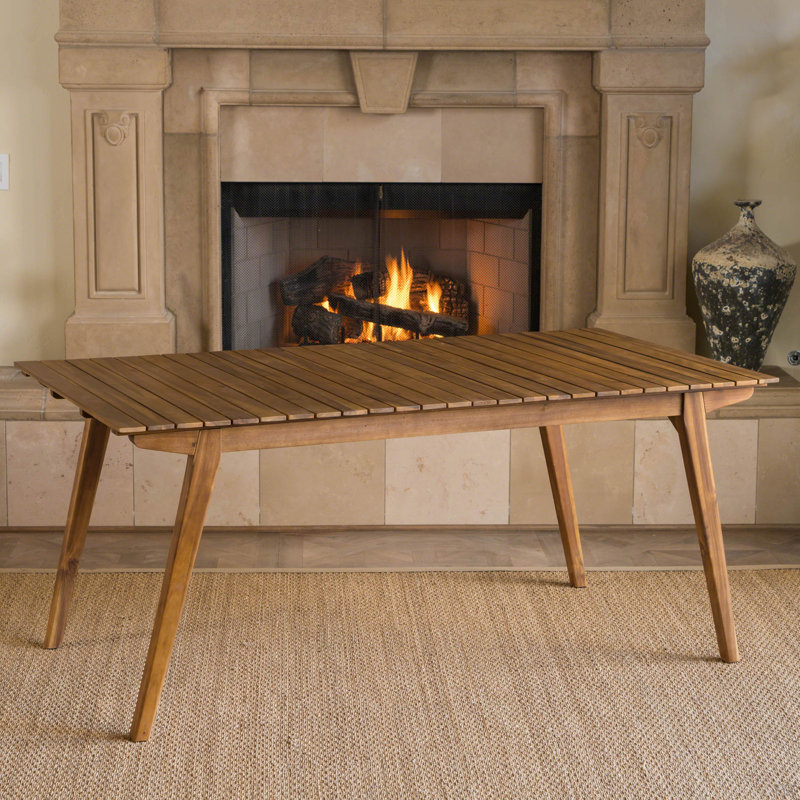 Table de salle à manger d'extérieur en bois massif de 69 po