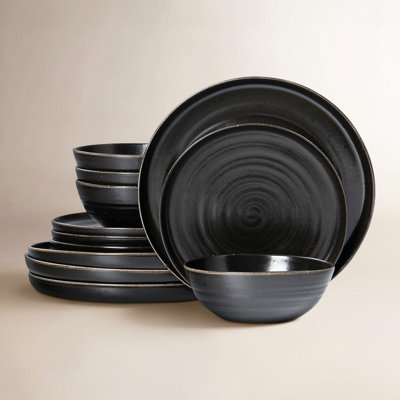  12 Piece Stoneware Dinnerware Set - Service For 4