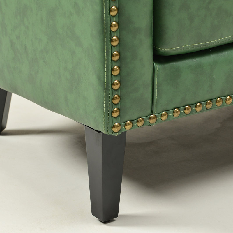 Petite causeuse rembourrée en similicuir Oscar, Vert