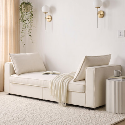 Upholstered Daybed with Mattress and Two Pillows