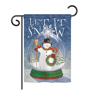 Drapeau de maison en polyester à 2 côtés snow globe bonhomme de neige