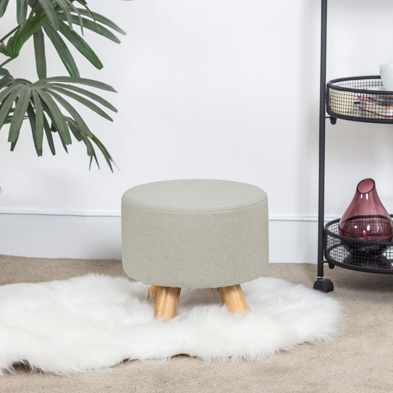 Repose-pieds rond Cenka, Lin beige