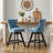 Set Of 2 Bar Stools, Velvet Swivel Stools With Button Tufted Backs And Wood Legs, Chrome Nailhead Trim Accent-128130647