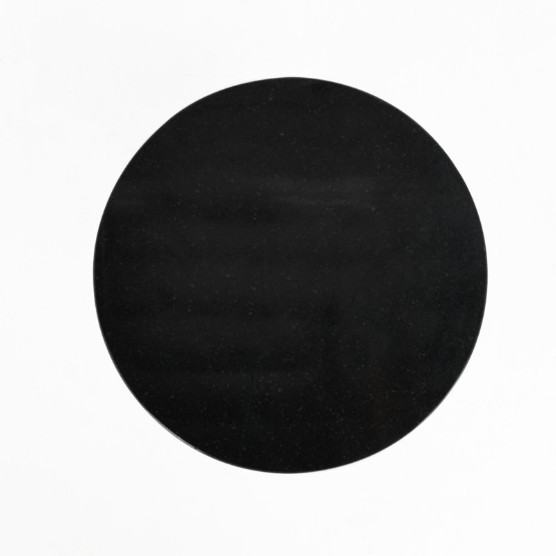 Black Marble Round Accent Table with Brass Base