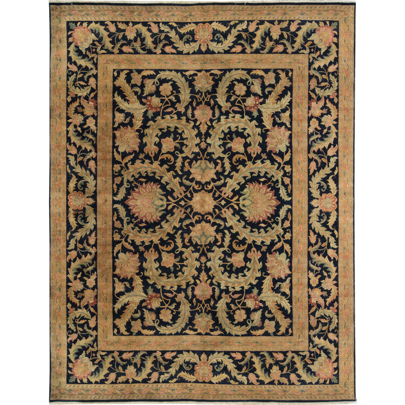 Tapis noir et noir de haute qualité noué à la main