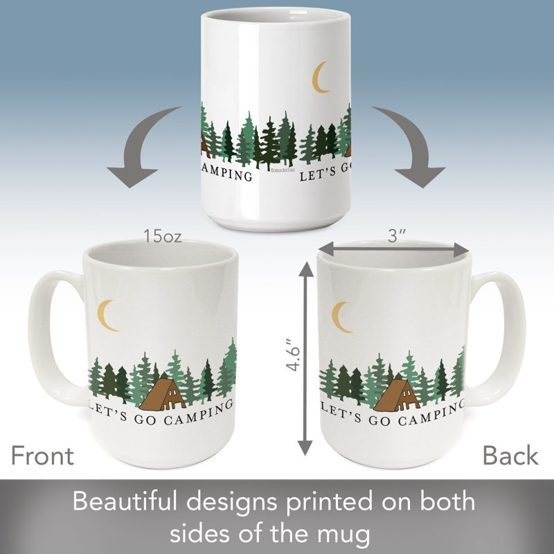 15 oz Highland Home Let's Go Camping Tasse décorative en céramique
