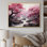 «Pink Trees Waterfall Endless Journey» - Art mural cascade