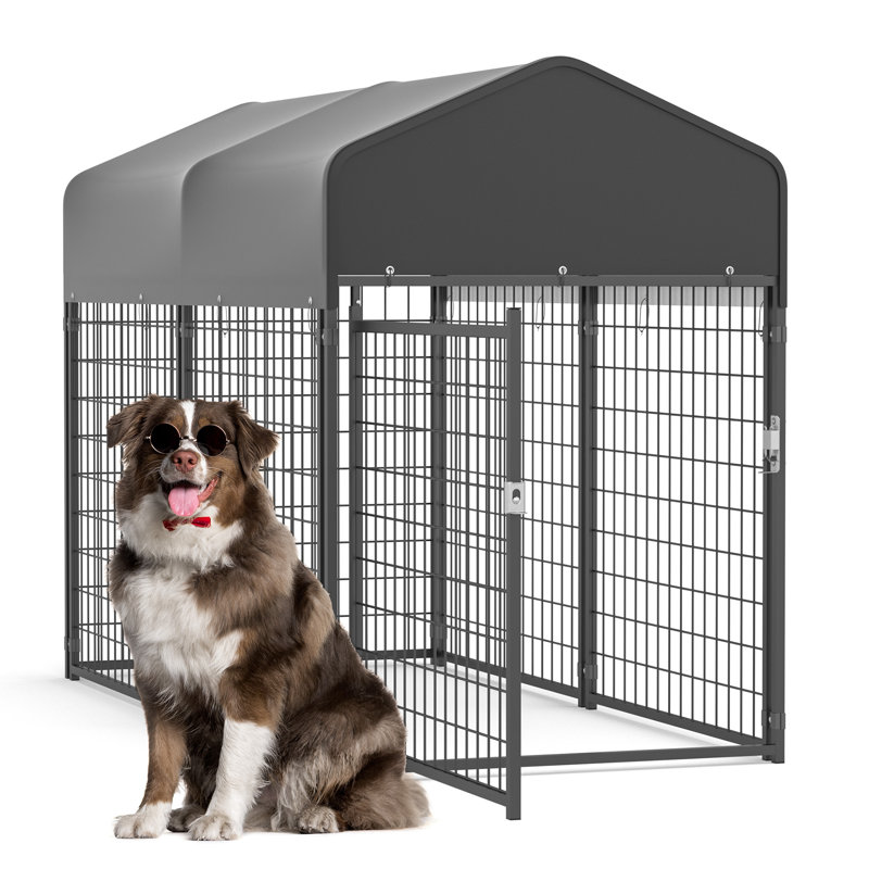  Chenil en métal avec porte pour chien, H 55,51 po x l 38,19 po x P 81 po