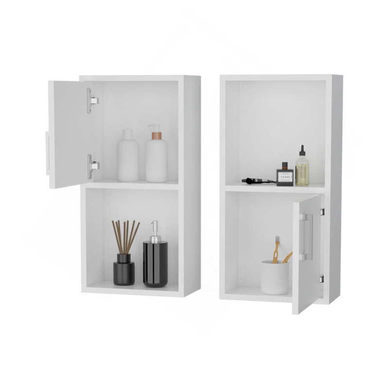 2 armoires à pharmacie avec tablette ouverte, Blanc