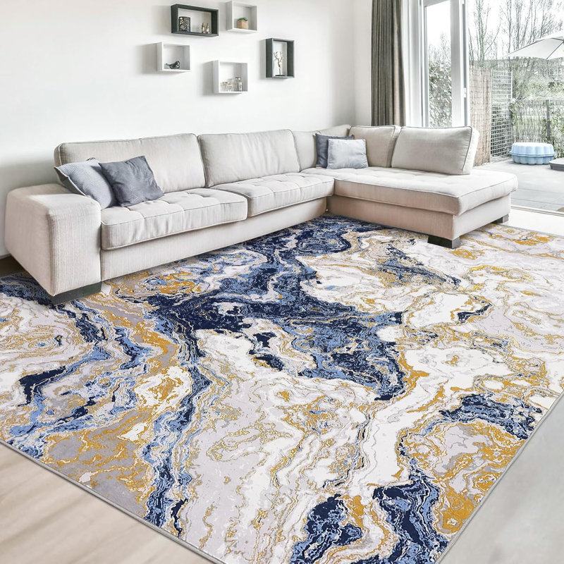 Rug Abstract Living Room Rug Washable, Modern Marble Bedroom Rug Soft  Area Rug Non Slip Floor Carpet for High Traffic Areas in Kitchen Entryway Office