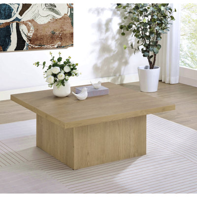 Table basse carrée en bois d'ingénierie, café au lait