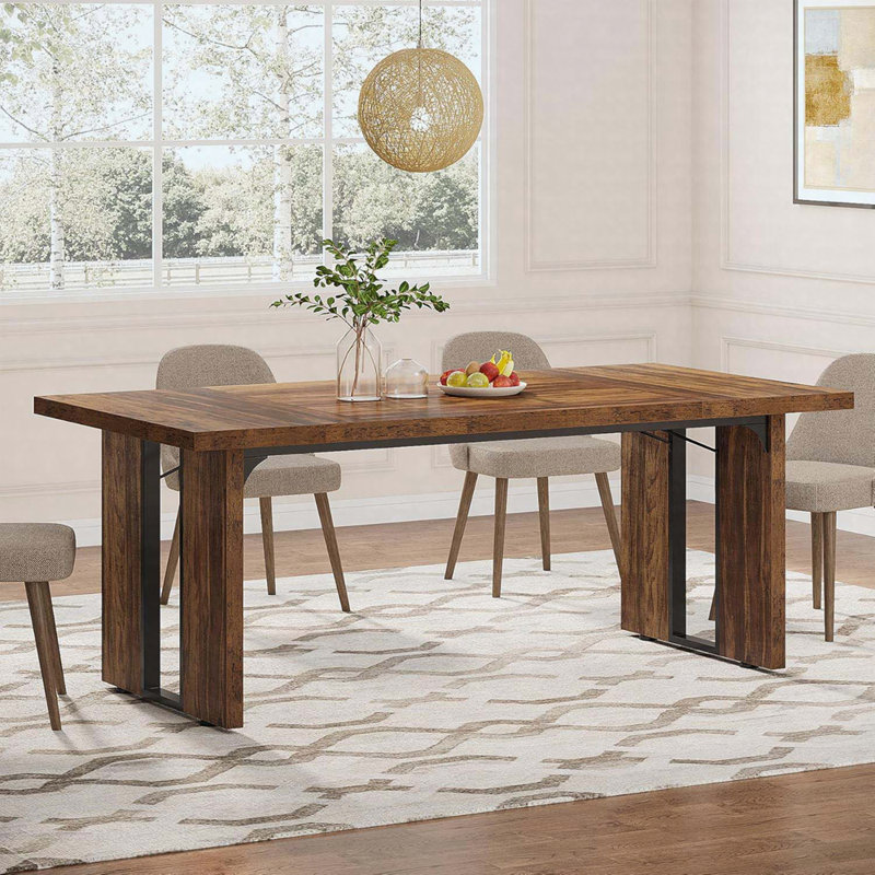 Table de salle à manger rectangulaire Baron, Brun rustique