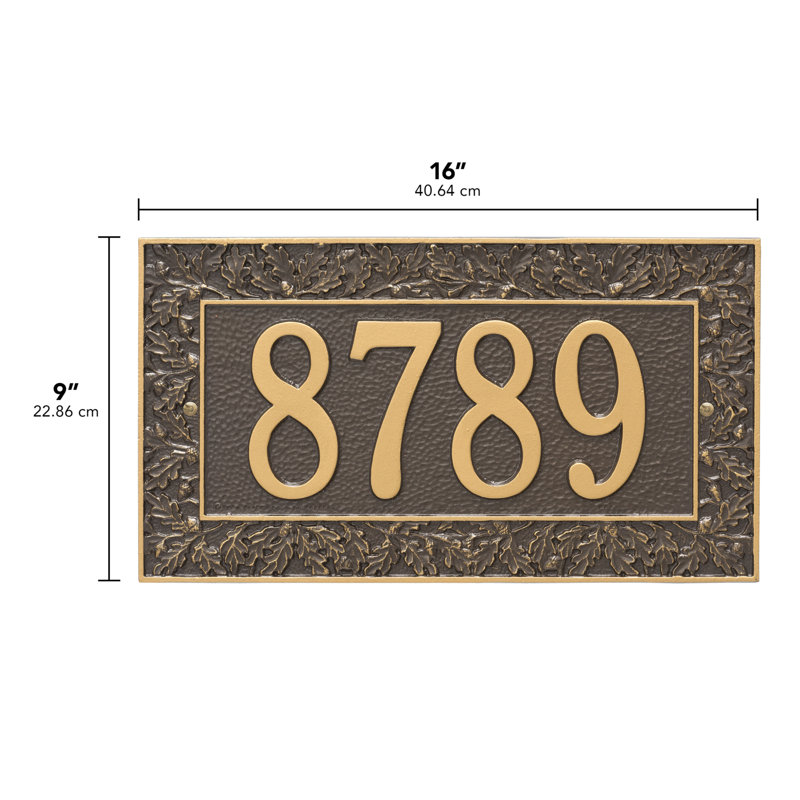 Plaque d'adresse murale 1 ligne Oakleaf, Bronze et doré, Oui