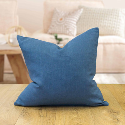 100% Linen Cushion Cover in Denim Blue