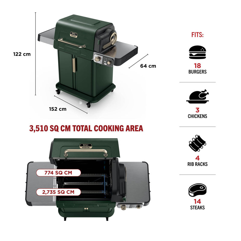 Ninja FlexFlame Outdoor Cooking System PG301, Green