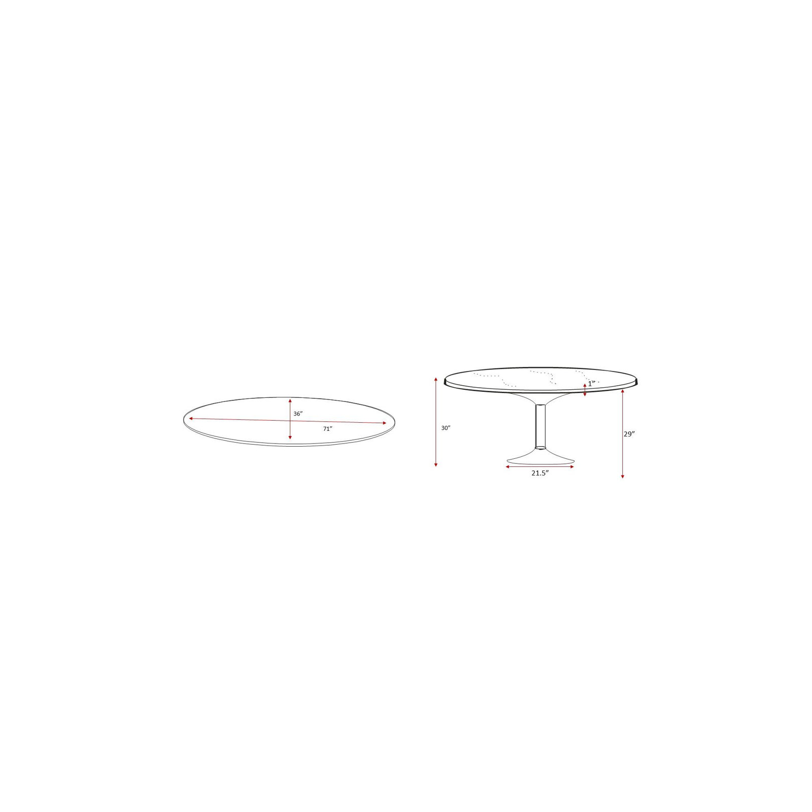 Collie Acacia Dining Table, 30"H x 71"W x 36"D, Black