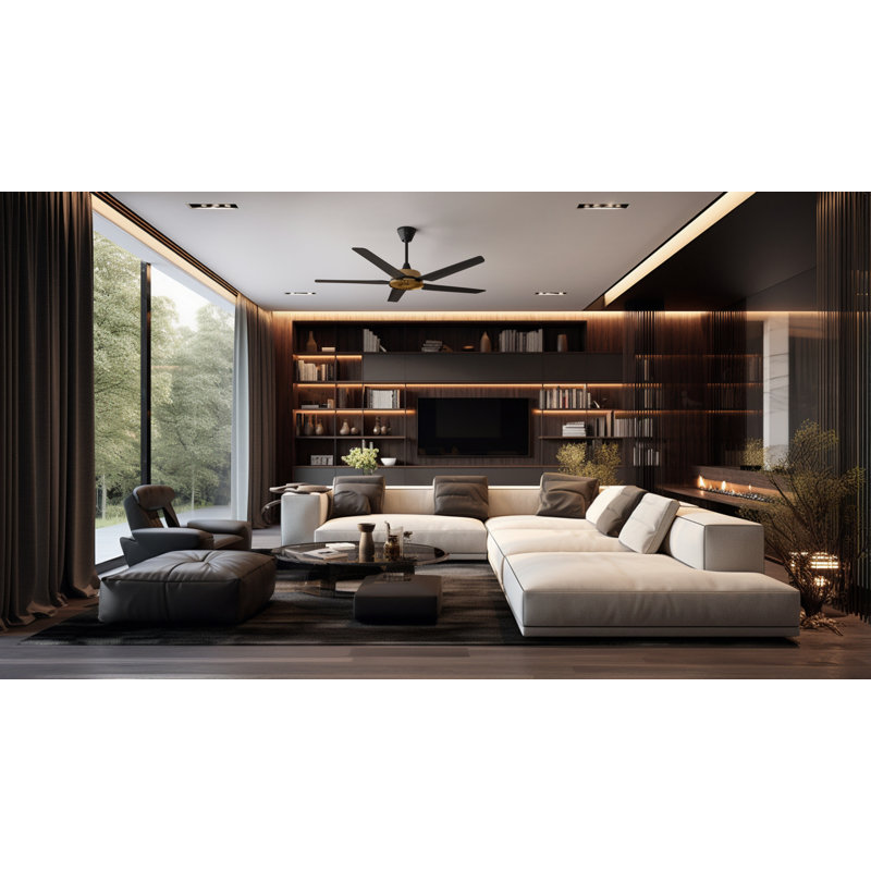 Speakeasy Smart Downrod Ceiling Fan, Black
