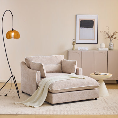 Chaise Lounge Sleeper Sofa Bed With Piping Trim  For Small Apartments