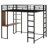 Metal Loft Bed with 2 Shelves and one Desk-144694758-144694759