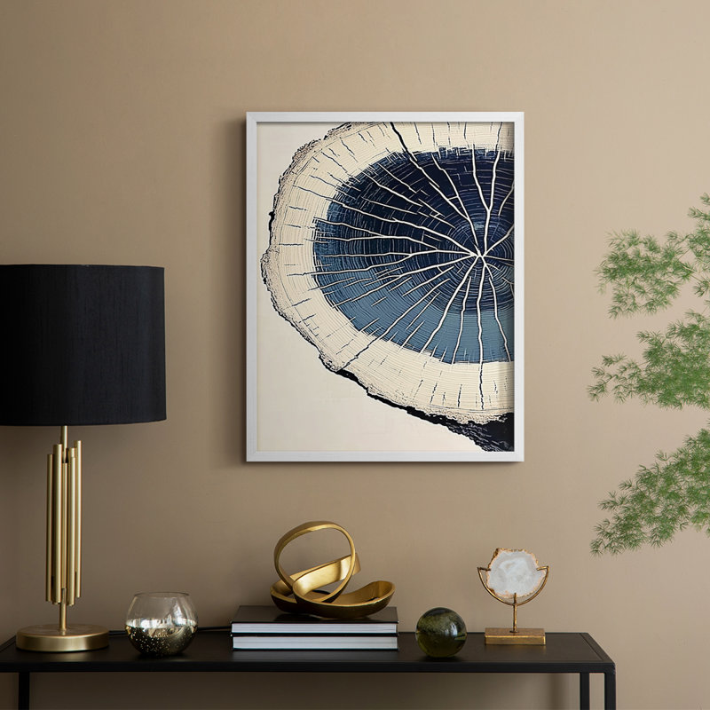 Reproduction abstraite encadrée, prête à être suspendue, H 10 po x l 8 po, Blanc