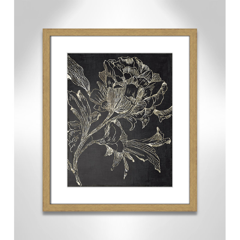 Clarendon Golden Flower Folklore I by Asia Jensen - Picture Frame Graphic Art Print, Brown Framed, 19" H x 16" W