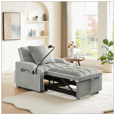 3 In 1 Convertible Sofa Chair With With Adjustable Backrest & Phone Holder & USB