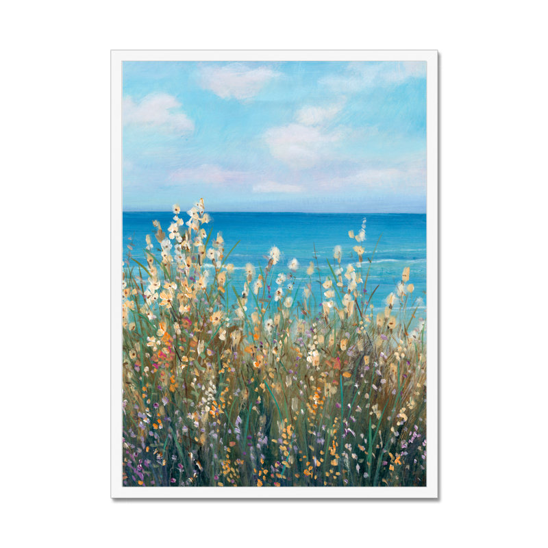 Flowers at the Coast II by Timothy O' Toole - Wrapped Canvas Painting, 80cm H x 55cm W, White Framed Paper Print