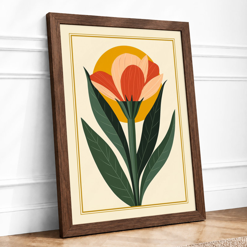 Stylised Bloom Botanical - Framed Print, Walnut, A3 - 42.0 x 29.7 cm