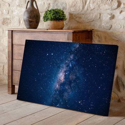 Canvas A Vast Star Filled Night Sky Showcasing A Rich Tapestry Wall Art Of Twinkling Stars Scattered Across A Deep Navy Blue Backdrop Canvas Wall Art