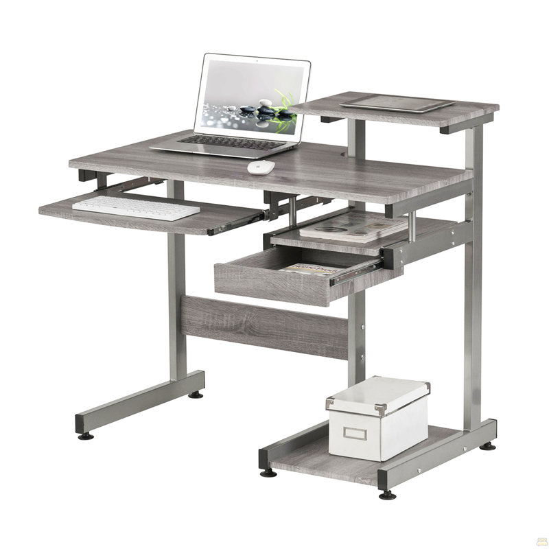 Bureau d'ordinateur complet, gris