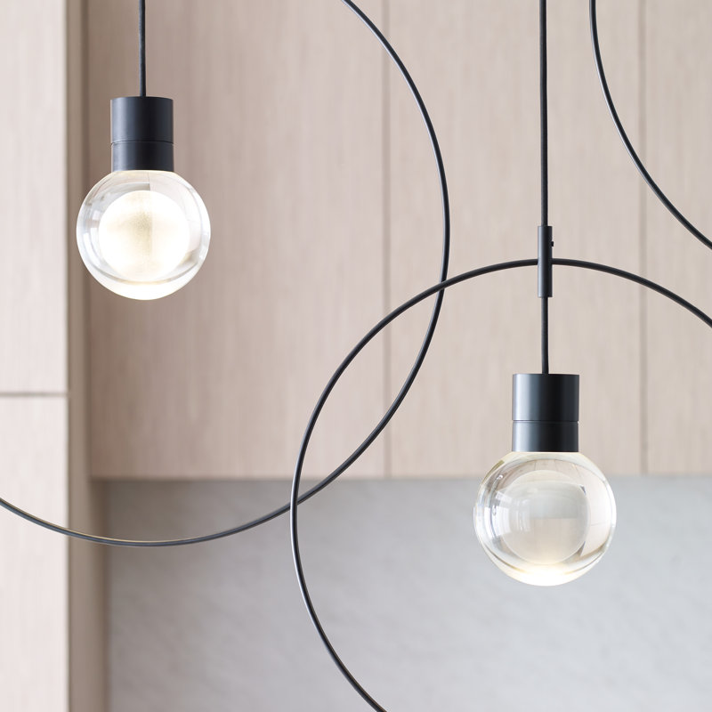 Mina LED Pendant, 1, 152" H x 7.6" W x 5" D, Black