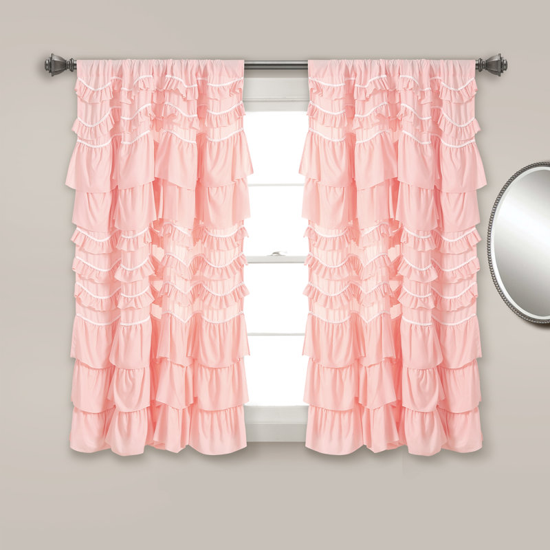 Panneau de rideau simple semi-transparent Kemmy, Rose pêche, L 52 po x L 63 po