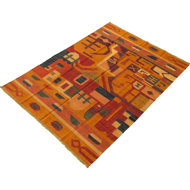 Tapis de zone en laine rouge/brun clair 6 pi 5 po x 8 pi 7 po one-of-kind main-noué la new age anatolian