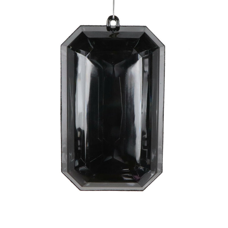 Vickerman 8" Rectangle Jewel Glitter Ornament, includes 2 pieces per bag, Black