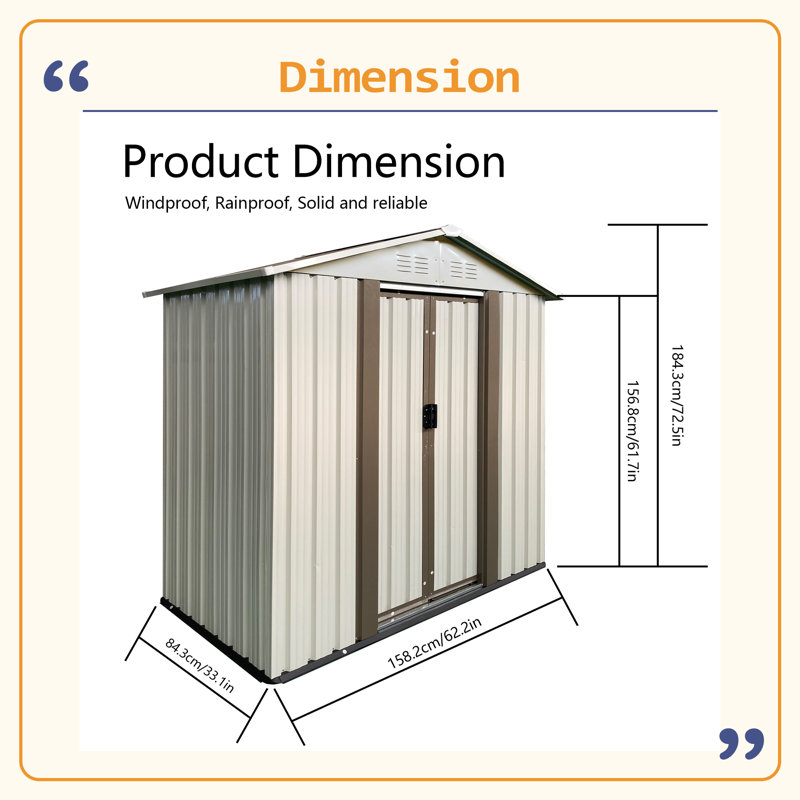 Abri de jardin extérieur avec toit 5 pi x 3 pi Apex