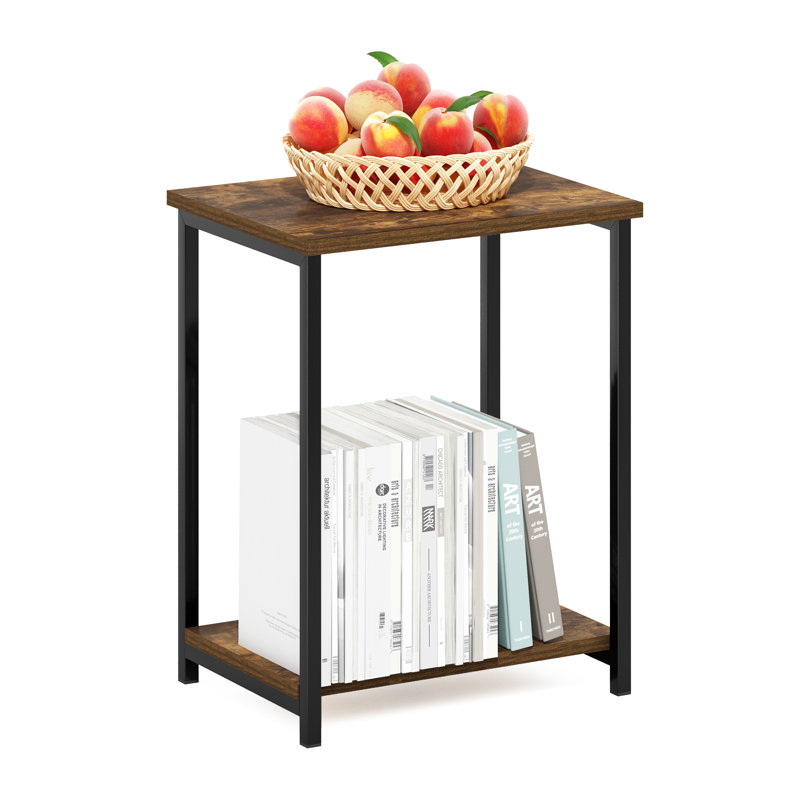 Wogina Industrial Metal Frame End Table, 1-Pack, Brown