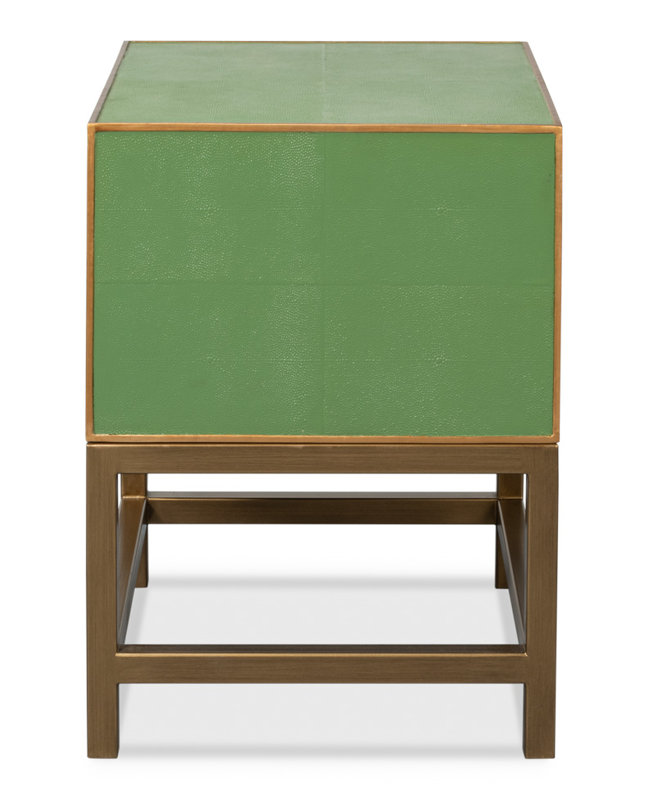 Shagreen 2 - Drawer Solid Wood Nightstand, Green