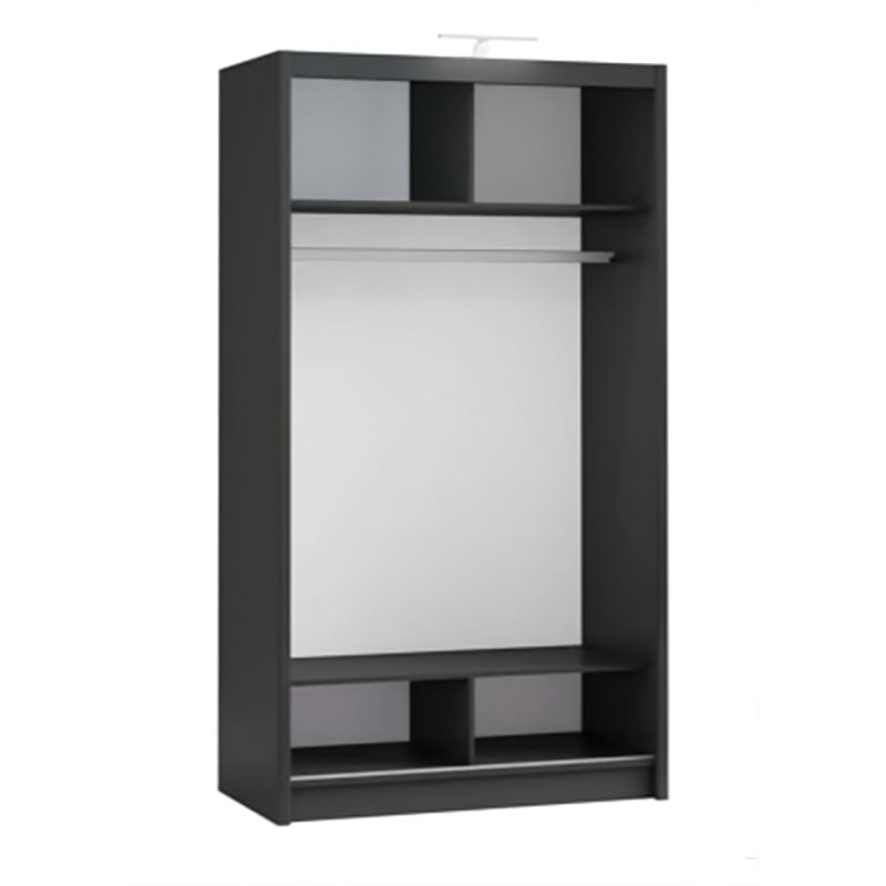 Sleek 120cm Sliding Wardrobe - Modern Storage with Mirror Finish, Black