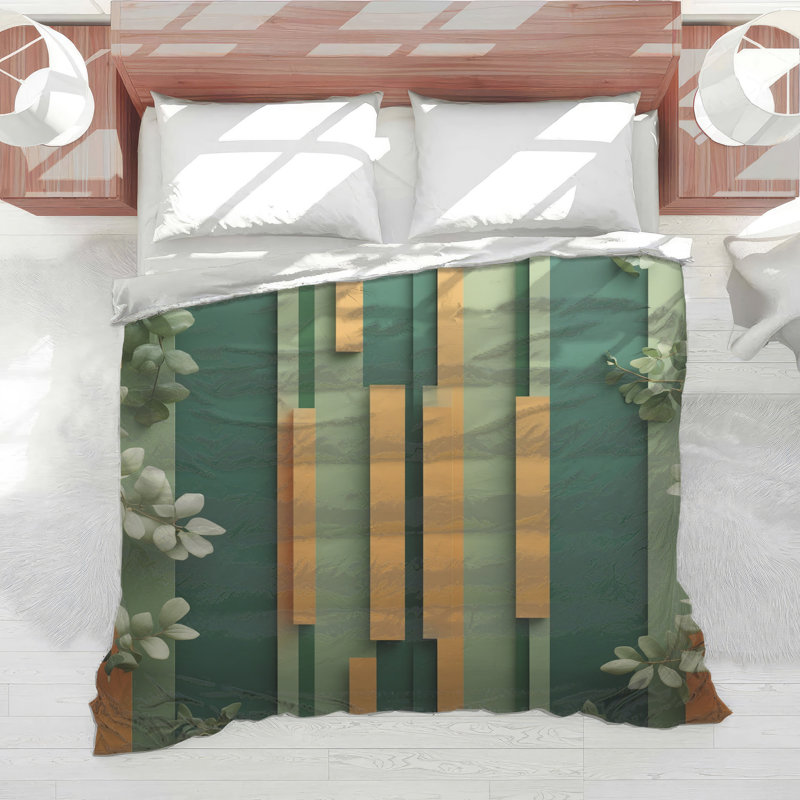 Vertical Stripes Green Orange Comforter, Twin