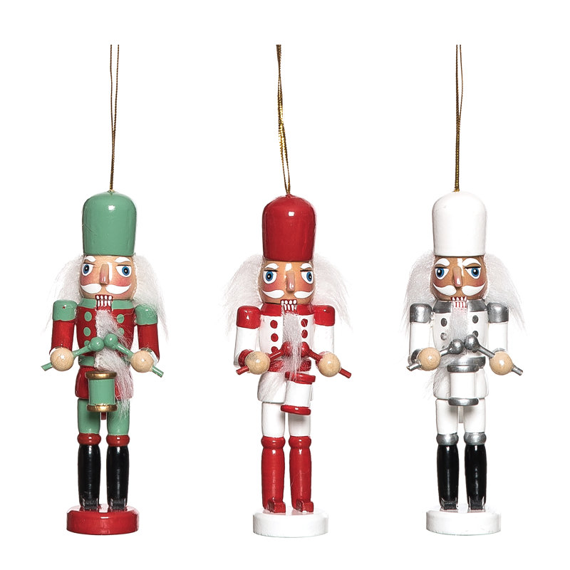  Ensemble de 3 décorations de Noël en bois couleur casse-noisette