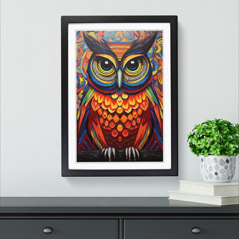 Owl Op Framed Print, Black Framed, 64cm H x 46cm W x 2" D