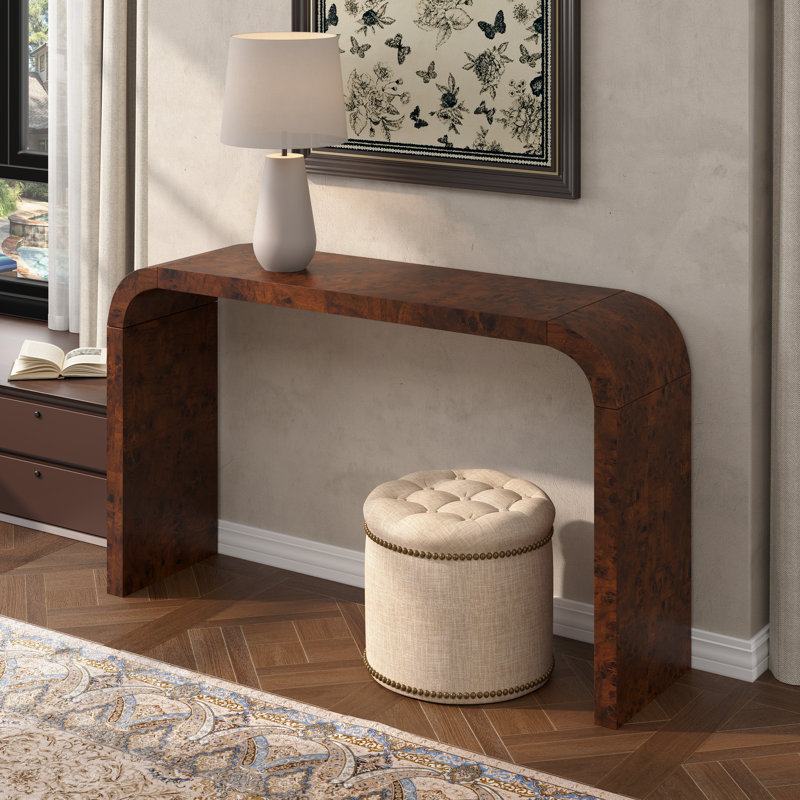 Jaxom 52" W Burlwood Console Table, Walnut
