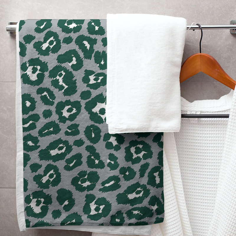 Lucida Bath Towel, Polyester/Cotton Blend, Gray/White/Hunter Green